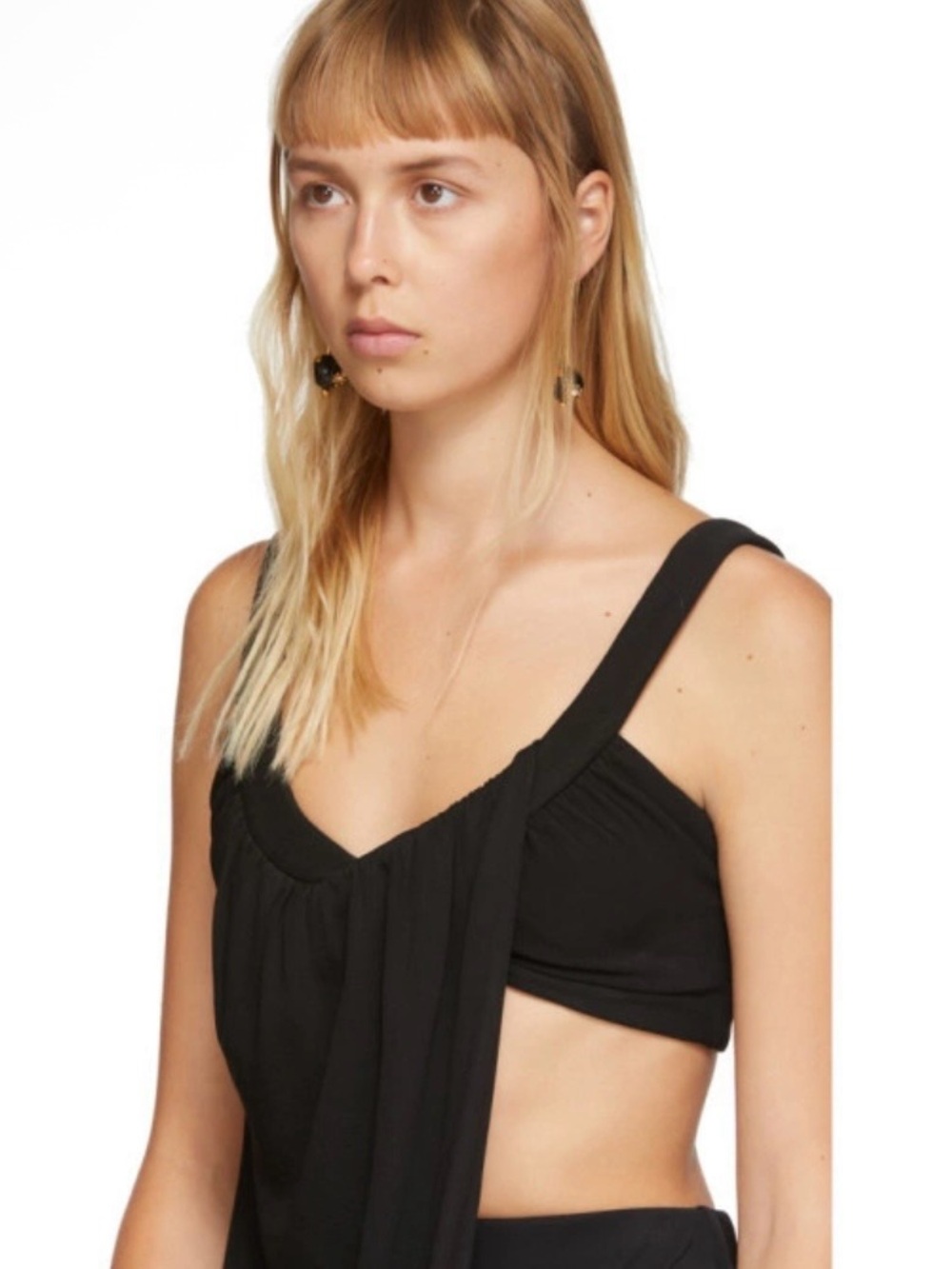 Proenza Schouler Black Asymmetric Draped Bra Top NWT Size 4 - Picture 4 of 13